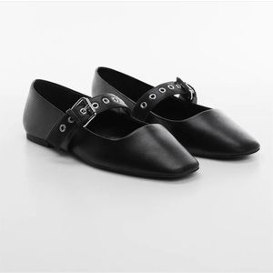 MANGO BLACK SQUARE TOE BALLET FLATS - SIZE 9